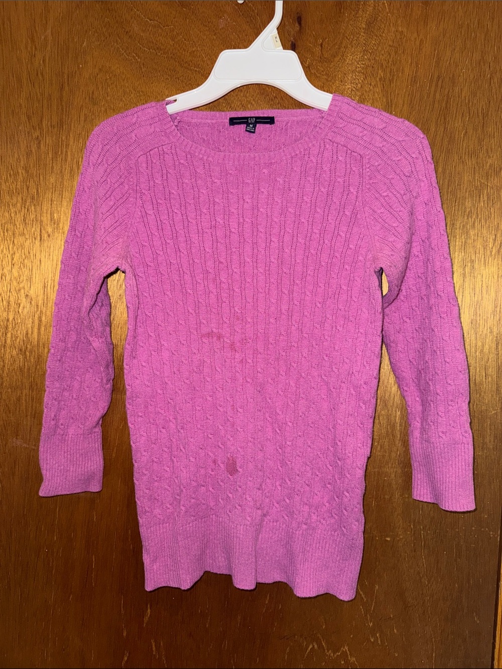 GAP Pink Cable Knit Crewneck Sweater